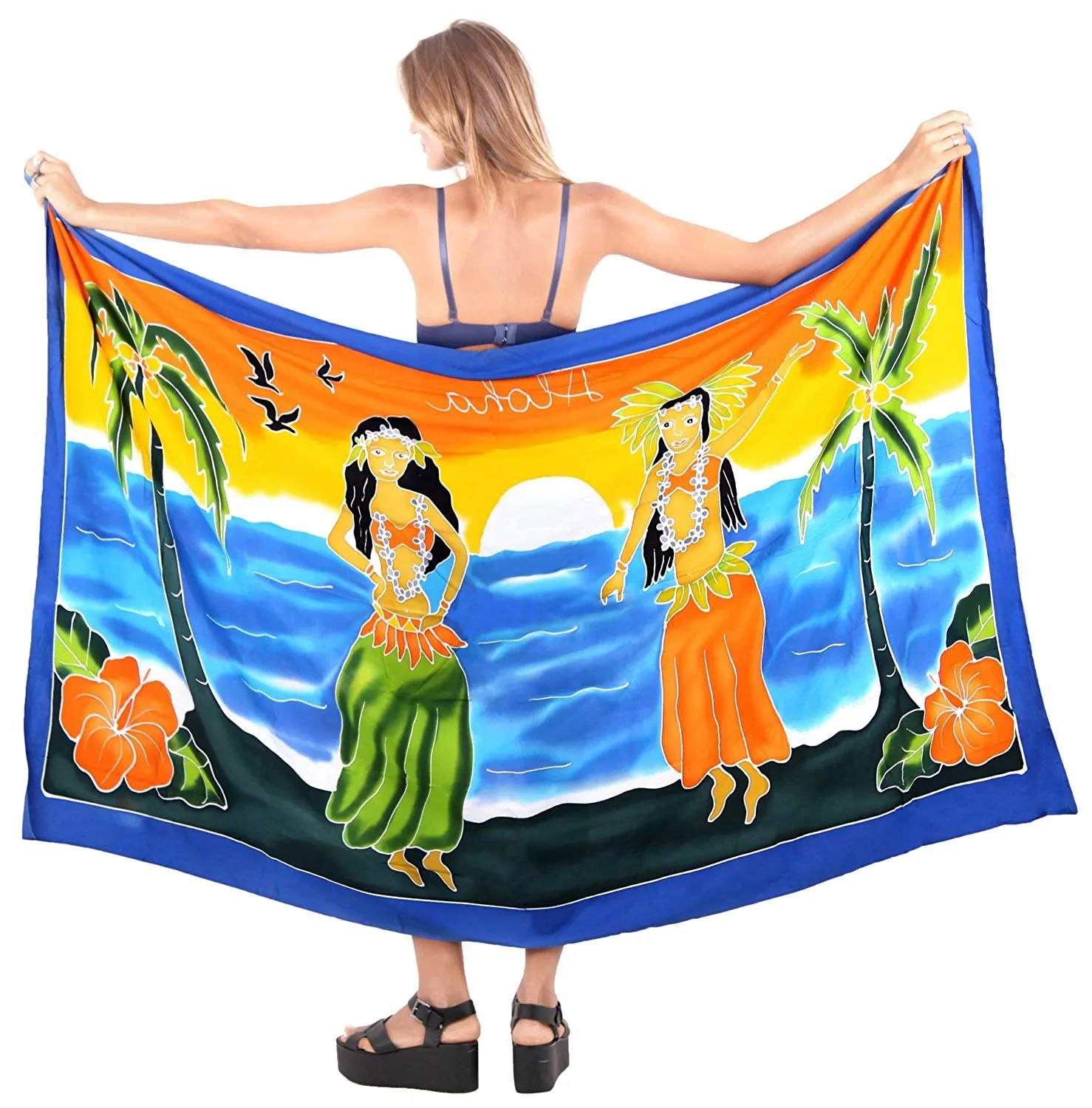 LA LEELA Womens Plus Size Sarong Swimsuit Cover Up Beach Wrap Skirt Sarong Wraps for Women Large Maxi EI