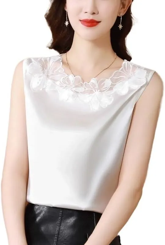 Lace Camisole for Women Large Size Suit Base Shirt Versatile Sleeveless Top(OneColor,XXXXX-Large)