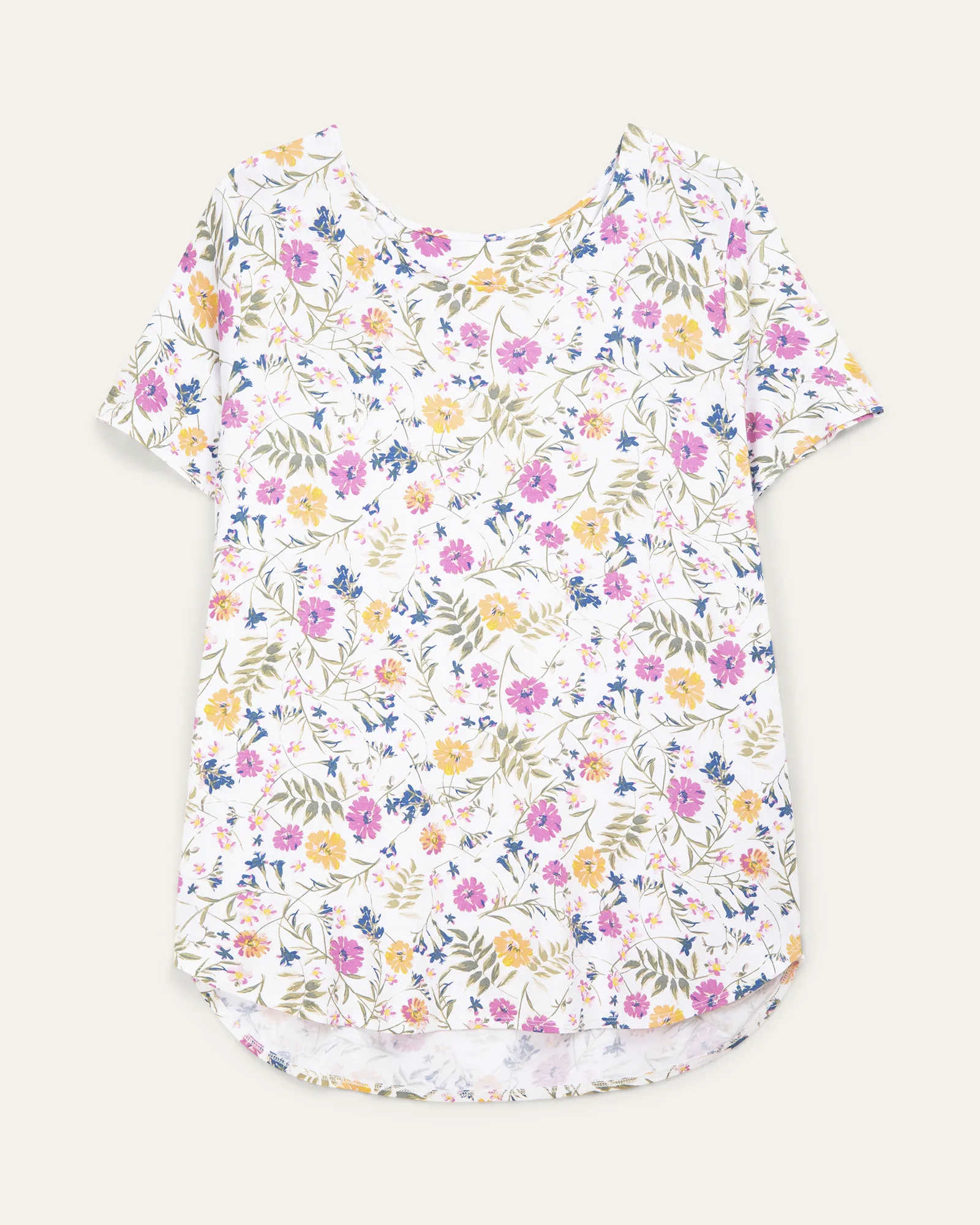 Layla Floral Print Top | White / Pink