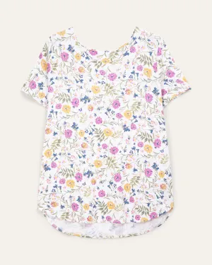 Layla Floral Print Top | White / Pink