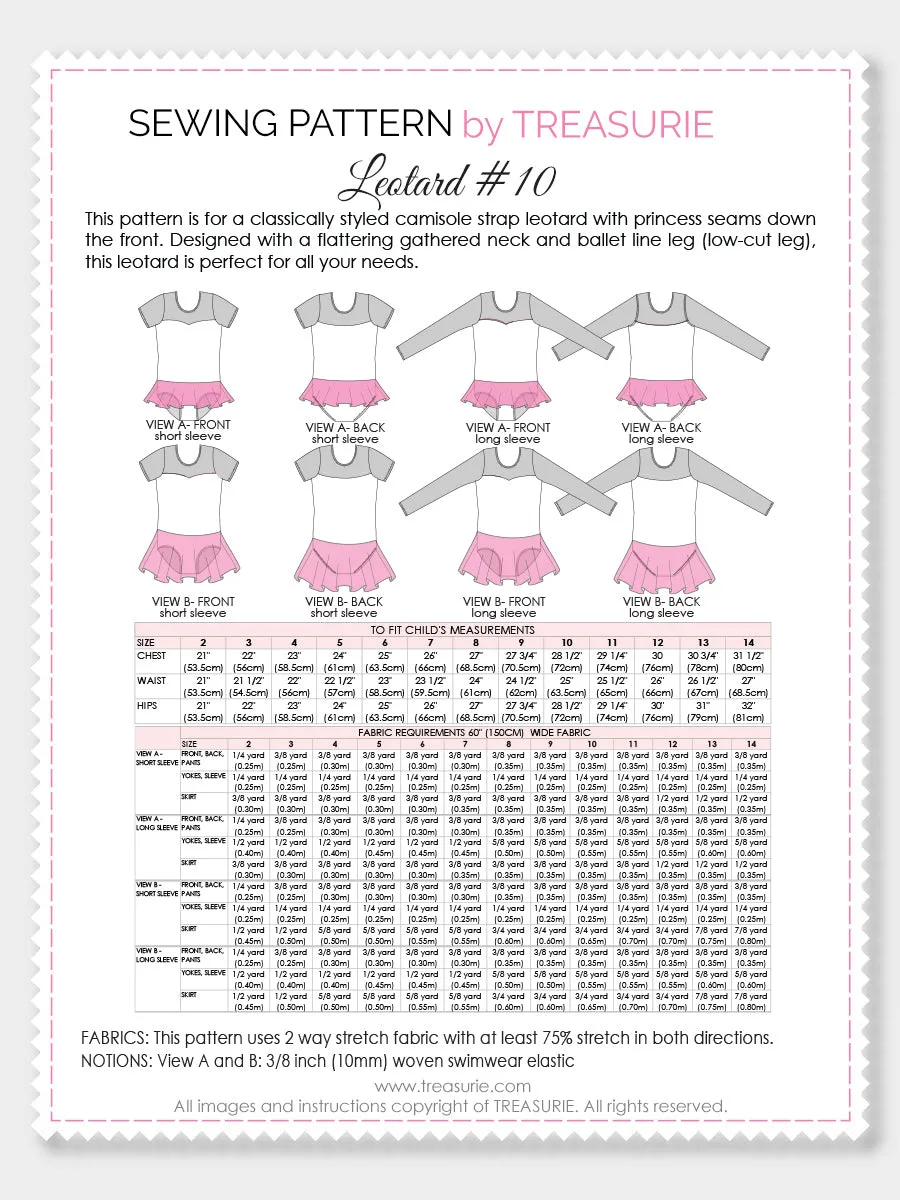 Leotard Patterns - Girls LEOTARD #10 (L510)