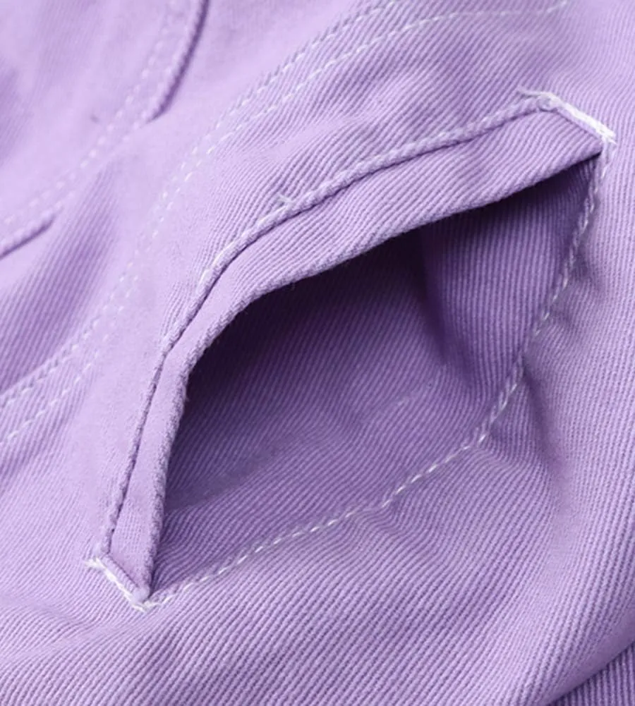 LifeShe Women's Denim Jacket White Jean Jackets Coat Purple