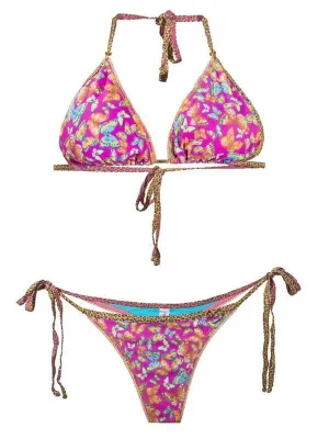 Liliana Montoya Brasilerita Butterfly Print Triangle Top & Micro Thong Bottom