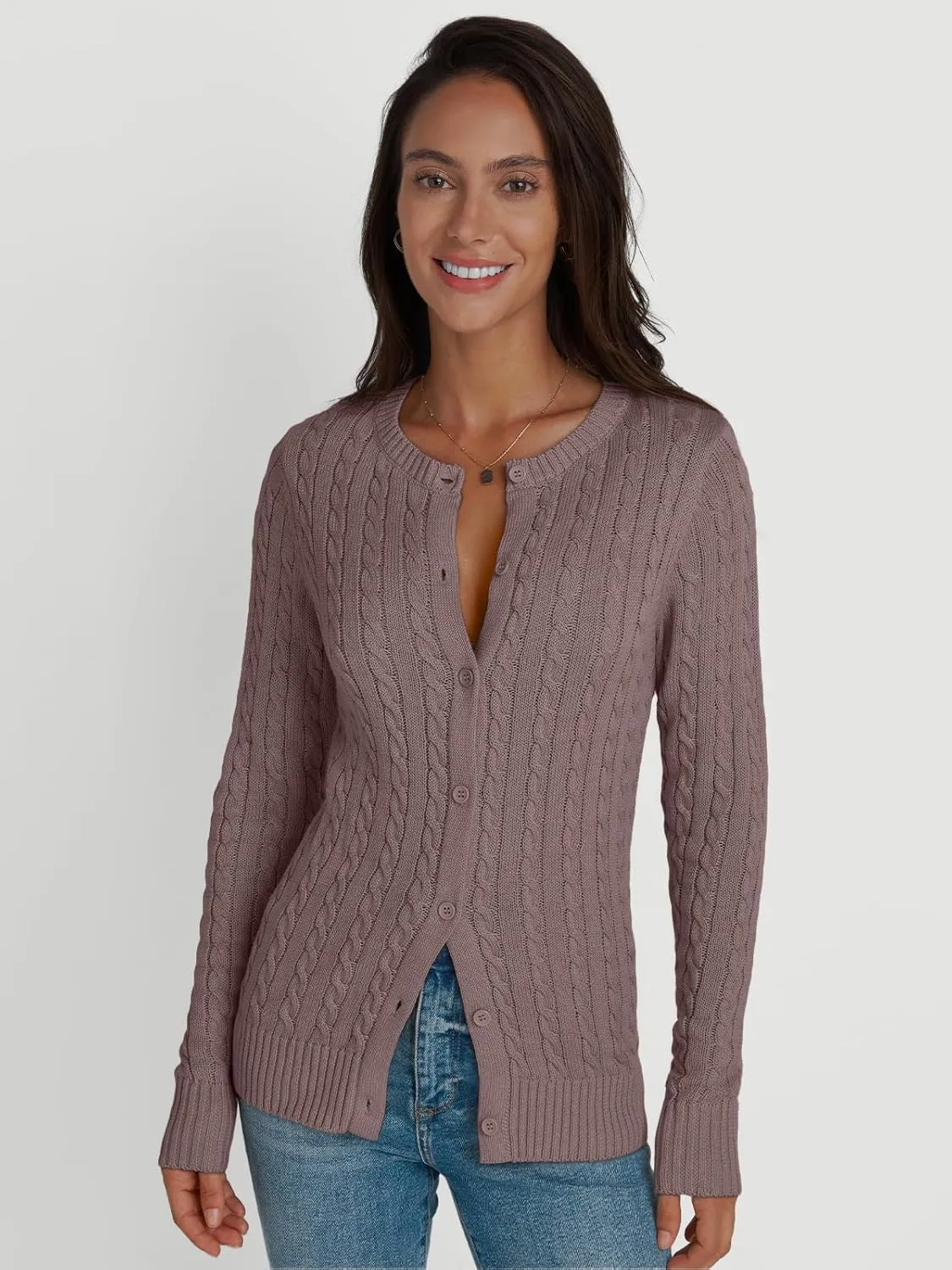 LILLUSORY Cardigan Sweaters for Women Cotton Cable Knit Sweater Jackets Lightweight 2025 Business Casual Outfits