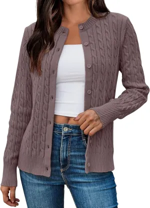 LILLUSORY Cardigan Sweaters for Women Cotton Cable Knit Sweater Jackets Lightweight 2025 Business Casual Outfits