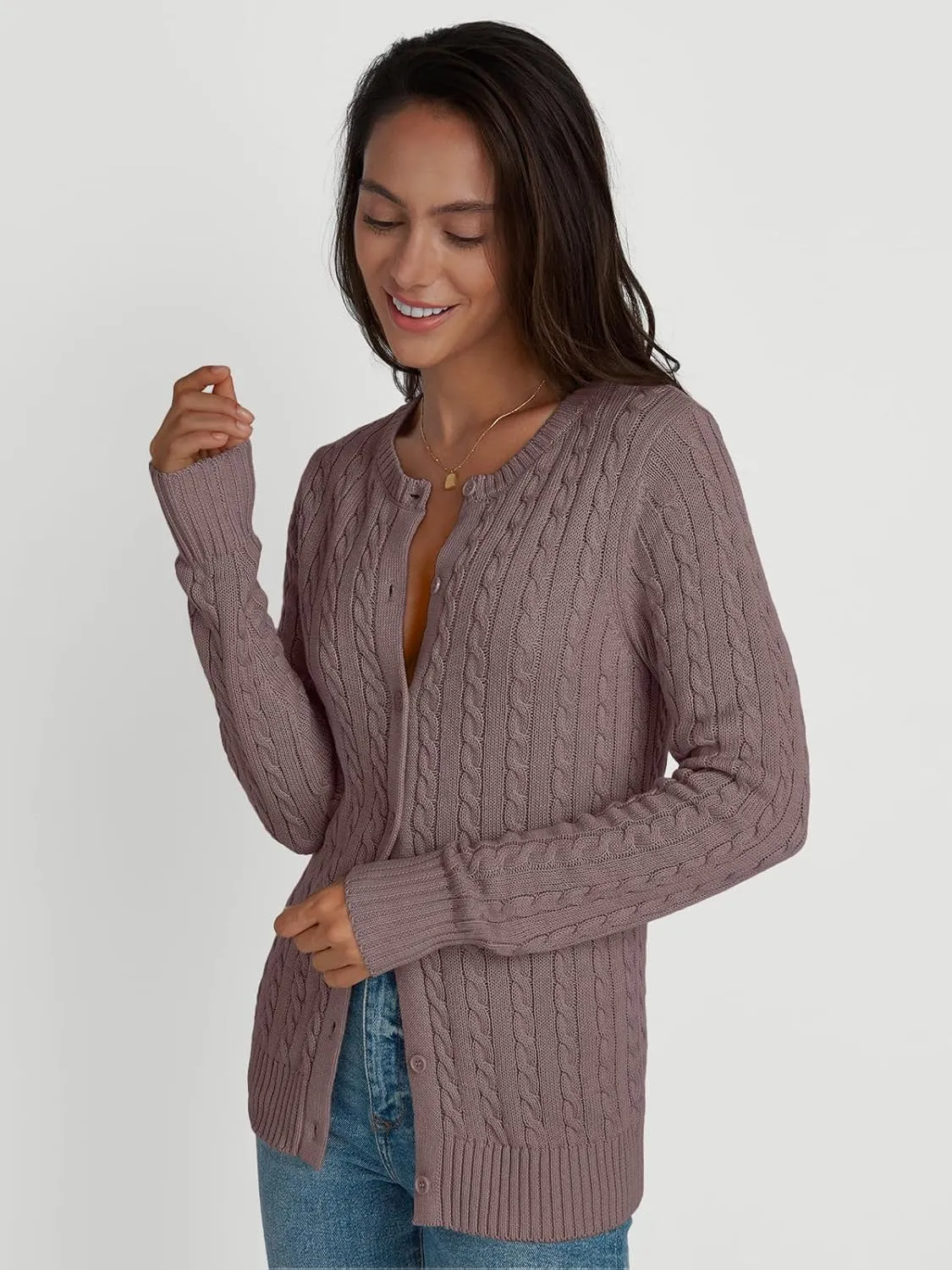 LILLUSORY Cardigan Sweaters for Women Cotton Cable Knit Sweater Jackets Lightweight 2025 Business Casual Outfits