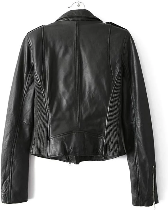 LJYH Women's Zipper Motorcycle Biker Faux Leather Jackets