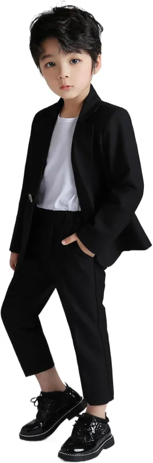 LOLANTA Boys Casual Suits Wedding Outfits Kids 2 Piece Gentleman Blazer and Pants Set Dresswear