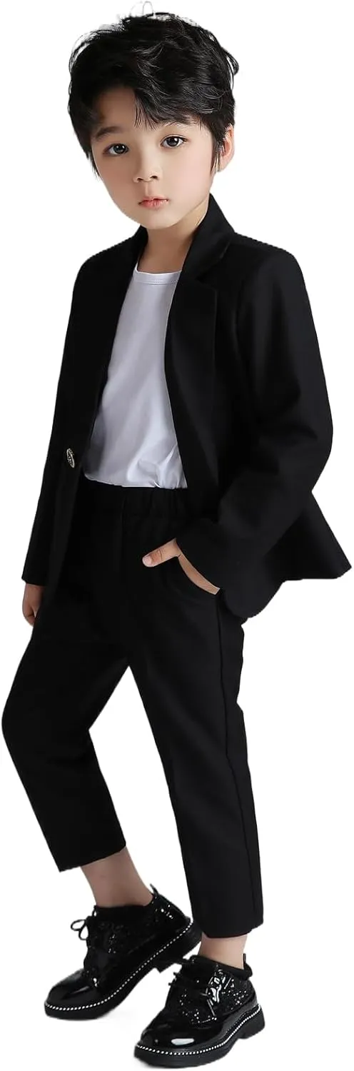LOLANTA Boys Casual Suits Wedding Outfits Kids 2 Piece Gentleman Blazer and Pants Set Dresswear