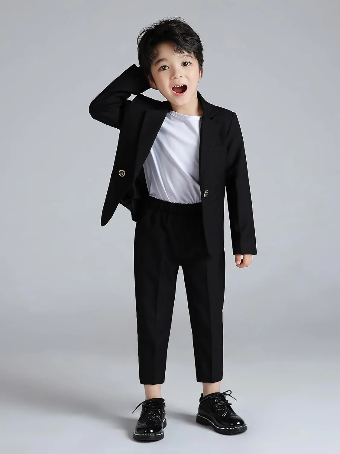 LOLANTA Boys Casual Suits Wedding Outfits Kids 2 Piece Gentleman Blazer and Pants Set Dresswear