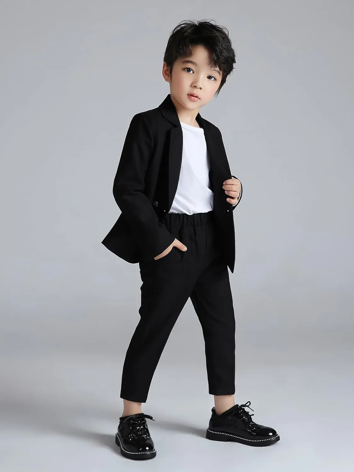 LOLANTA Boys Casual Suits Wedding Outfits Kids 2 Piece Gentleman Blazer and Pants Set Dresswear