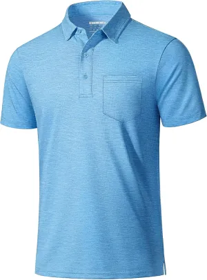 MAGCOMSEN Men's Short-Sleeve Golf Polo Shirts 3-Button Quick Dry Polo Athletic Casual Collared T-Shirt with Pocket