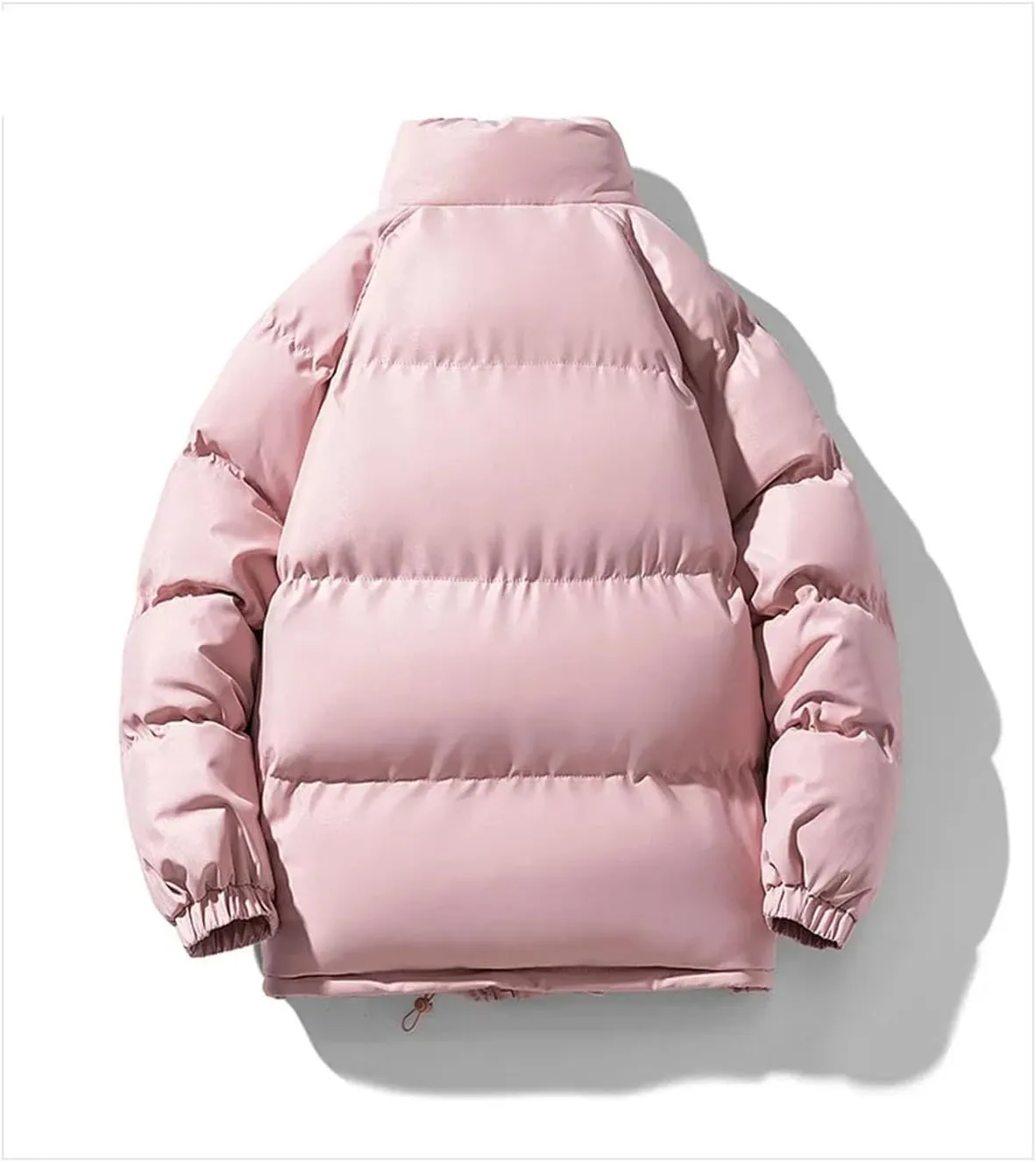 Man Zipper Stand Collar Cotton-Padded Jacket Solid Classic Thick Warm Plush Coat