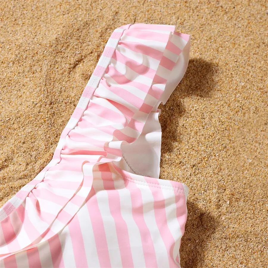 Matching Family Pink Stripe Swimsuits