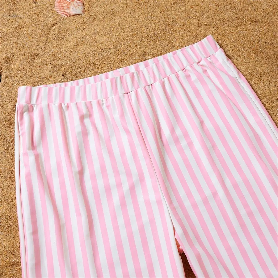 Matching Family Pink Stripe Swimsuits