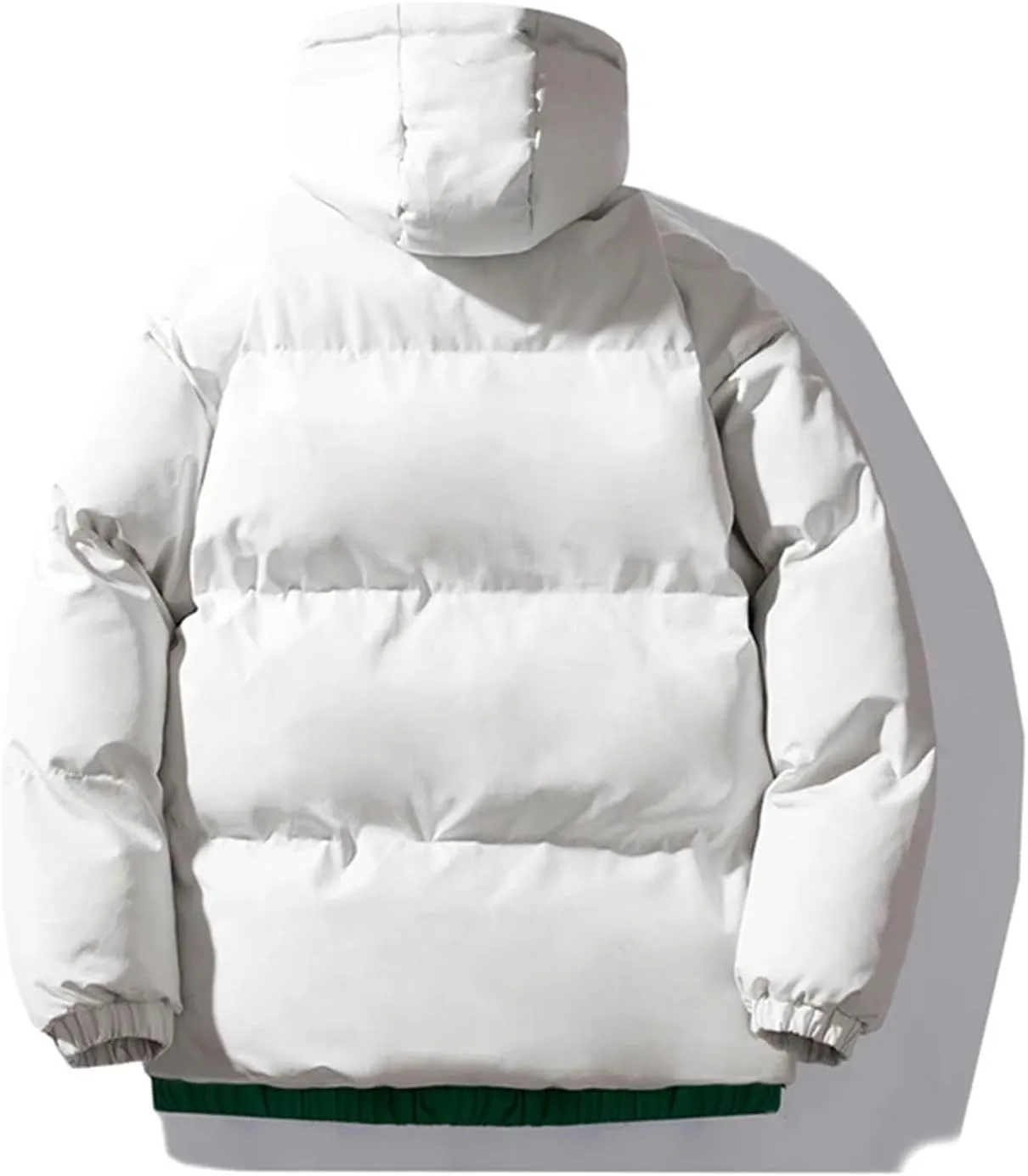 Men Drawstring Hooded Cotton-Padded Outdoor Jacket Classic Thicken Oversized Parka Coat