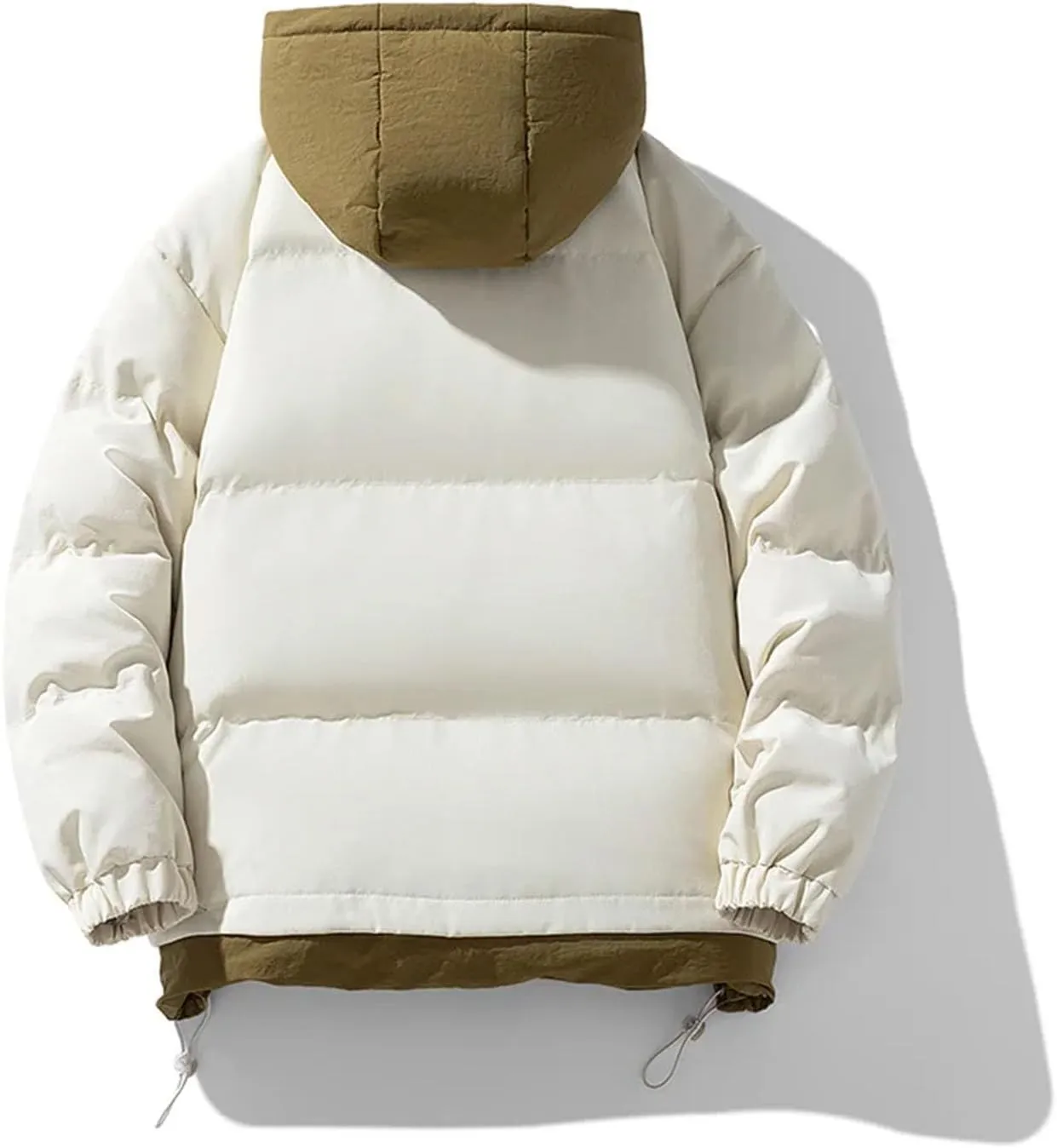 Men Hooded Patchwork Cotton-Padded Jacket Classic Thicken Fake Two Piece Parka Coat
