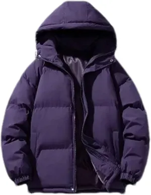 Men Hooded Solid Color Cotton-Padded Classic Outdoor Thicken Oversized Warm Parka Coat