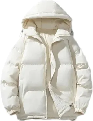 Men Hooded Solid Color Cotton-Padded Classic Outdoor Thicken Oversized Warm Parka Coat