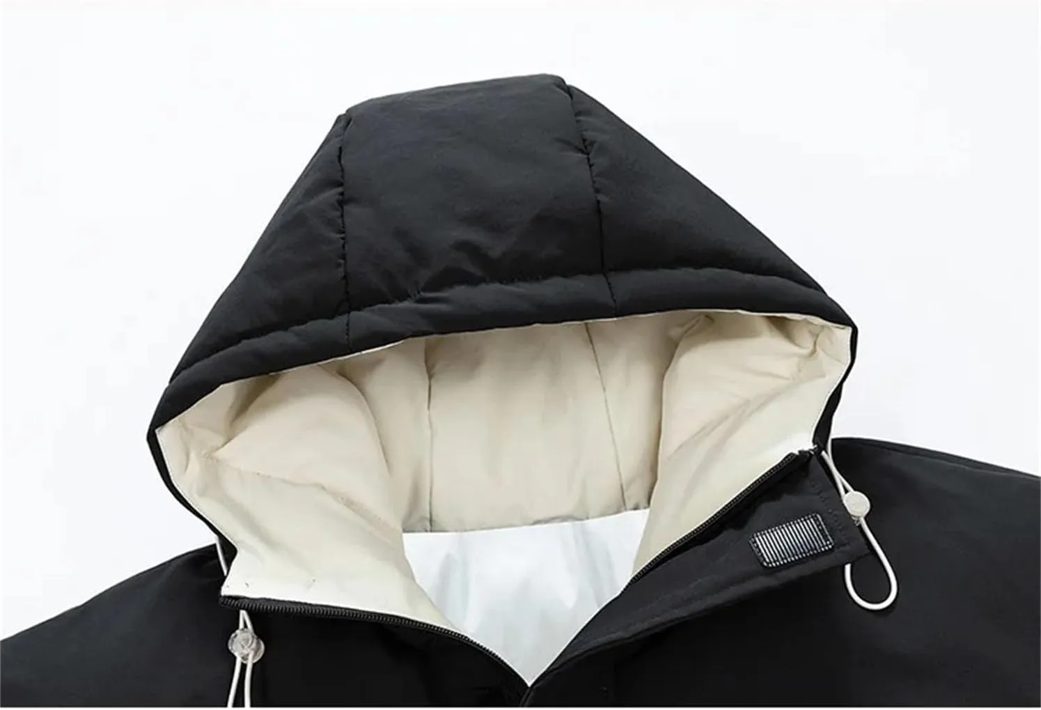 Men Hooded Solid Color Cotton-Padded Classic Outdoor Thicken Oversized Warm Zipper Parka Coat
