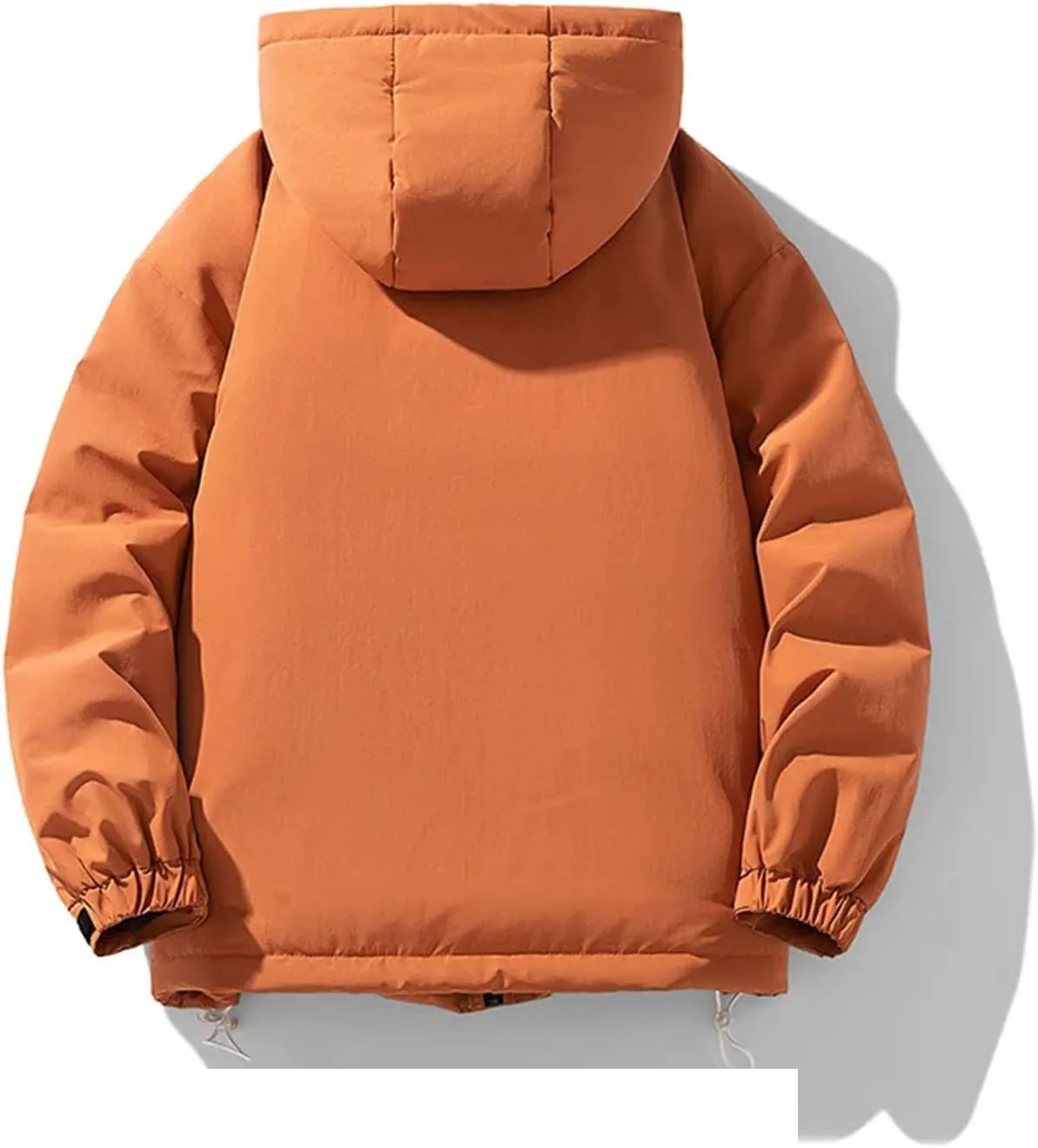 Men Hooded Solid Color Cotton-Padded Classic Outdoor Thicken Oversized Warm Zipper Parka Coat