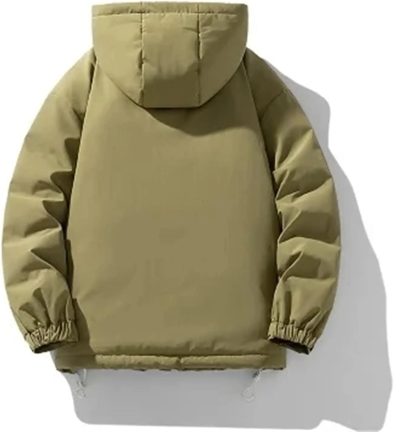 Men Hooded Solid Color Cotton-Padded Classic Outdoor Thicken Oversized Warm Zipper Parka Coat