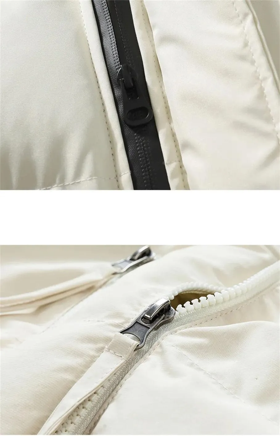 Men Outdoor Hooded Cotton-Padded Jacket Classic Solid Oversized Zipper Parka Coat