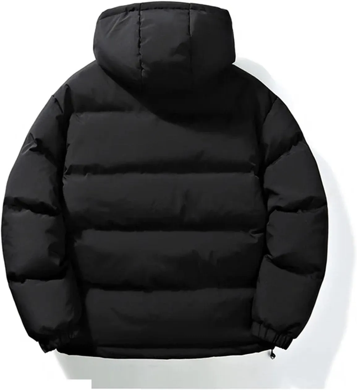 Men Outdoor Hooded Cotton-Padded Jacket Classic Solid Oversized Zipper Parka Coat