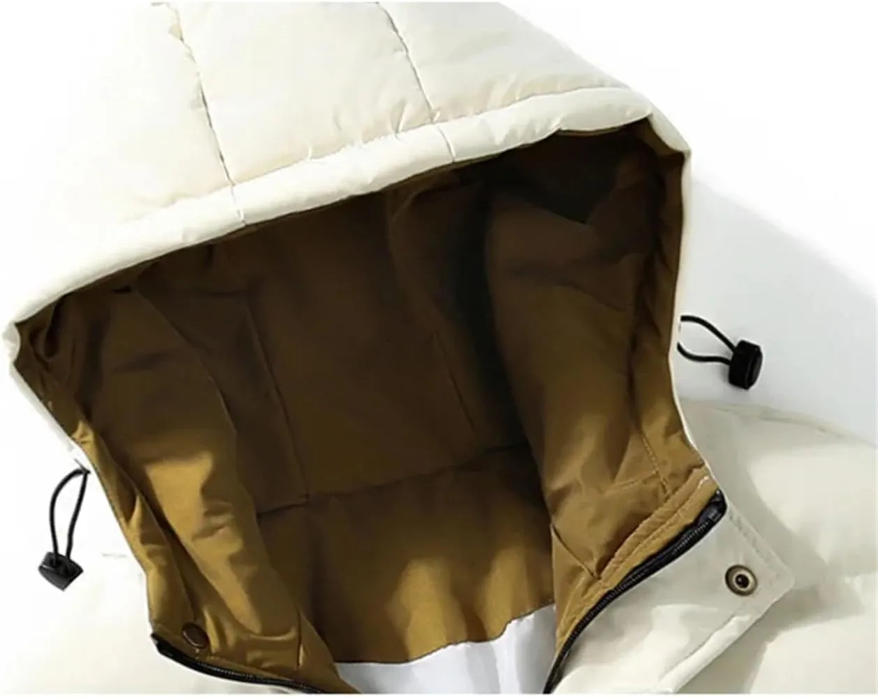 Men Outdoor Hooded Cotton-Padded Jacket Classic Solid Oversized Zipper Parka Coat