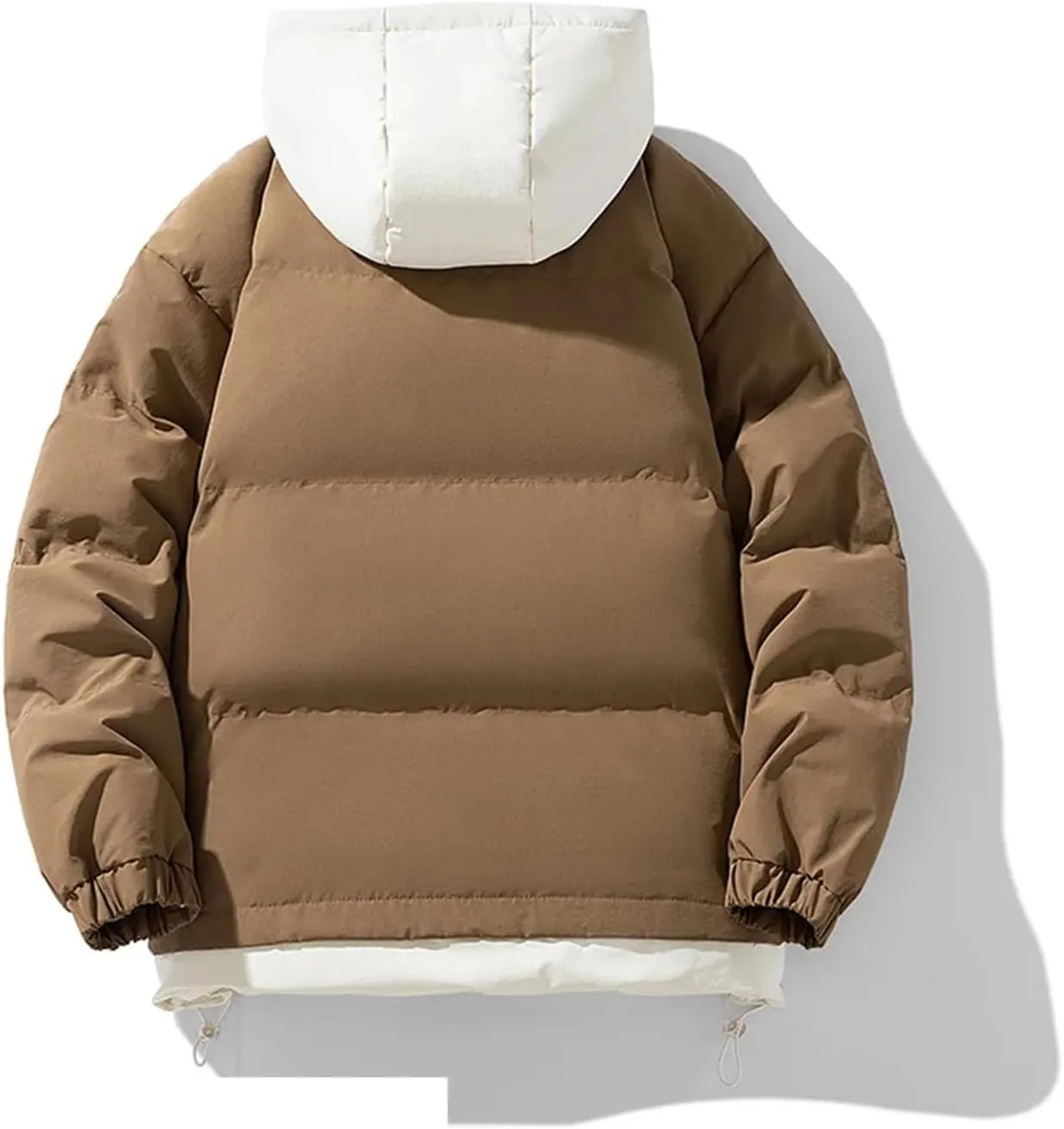 Men Outdoor Patchwork Hooded Cotton-Padded Thicken Classic Oversized Warm Parka Coat