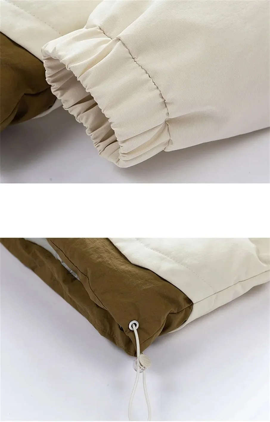 Men Outdoor Patchwork Hooded Cotton-Padded Thicken Classic Oversized Warm Parka Coat