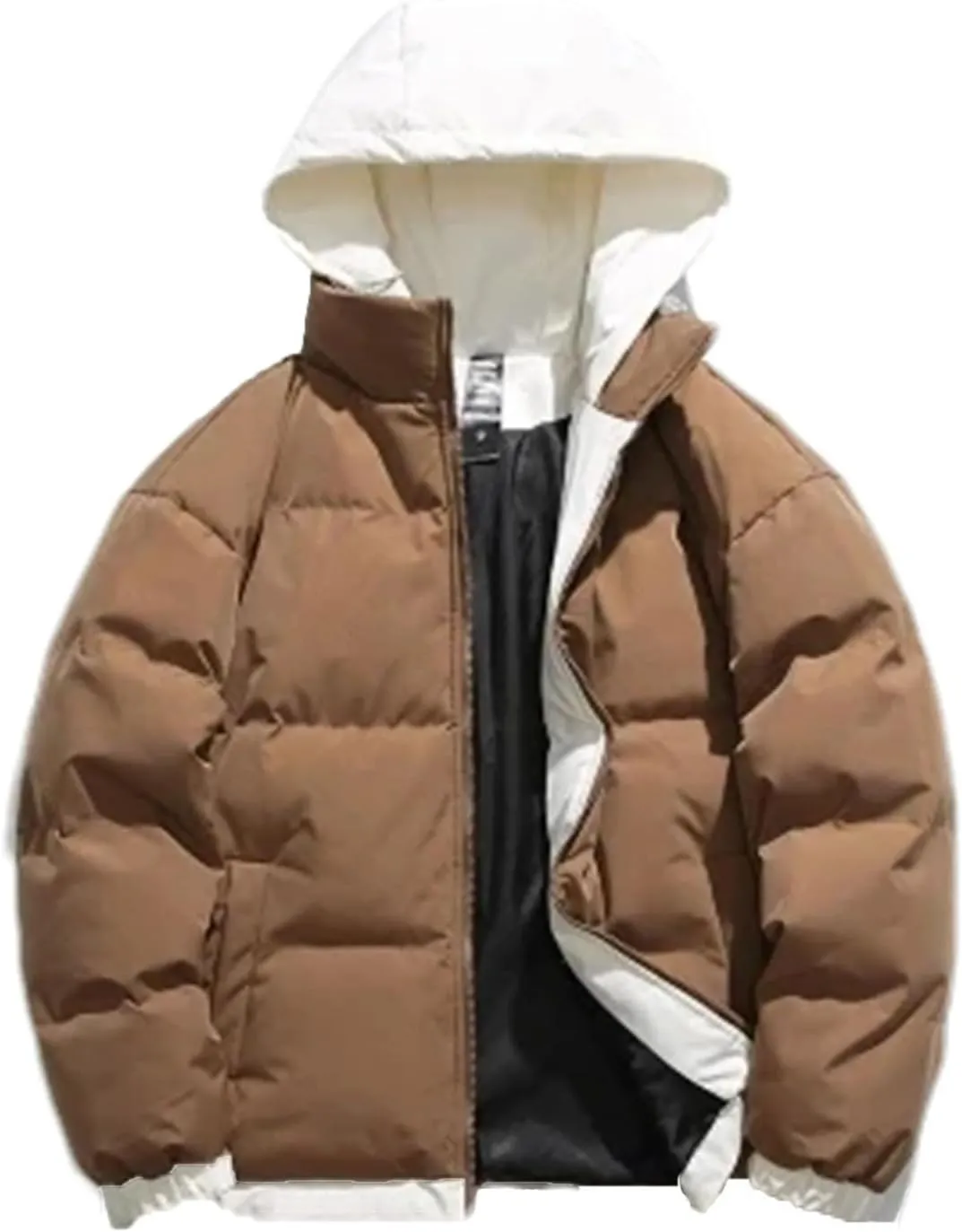 Men Patchwork Hooded Outdoor Cotton-Padded Classic Thicken Oversized Warm Parka Coat