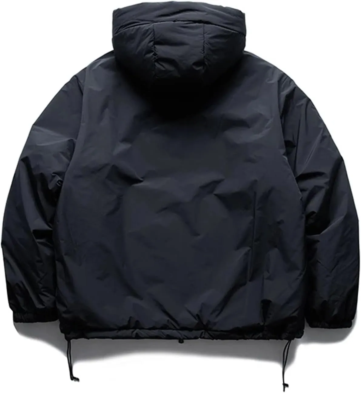 Men Solid Hooded Zipper Cotton-Padded Classic Outdoor Casual Warm Loose Parka Coat