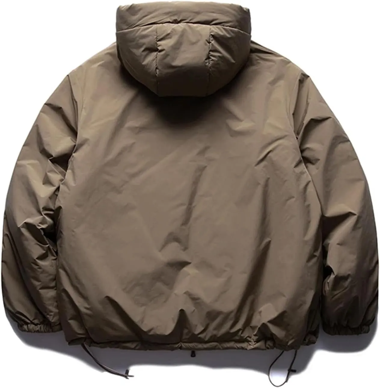 Men Solid Hooded Zipper Cotton-Padded Classic Outdoor Casual Warm Loose Parka Coat