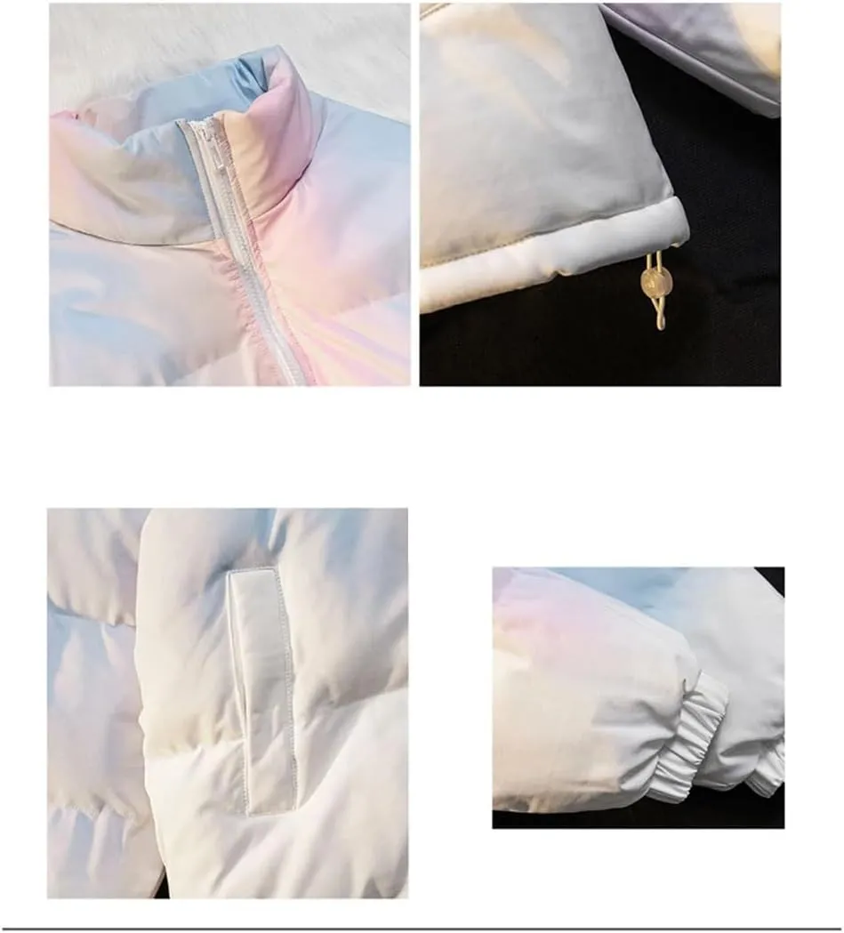 Men Stand Collar Tie-Dye Cotton-Padded Jacket Classic Outdoor Thicken Oversized Parka Coat