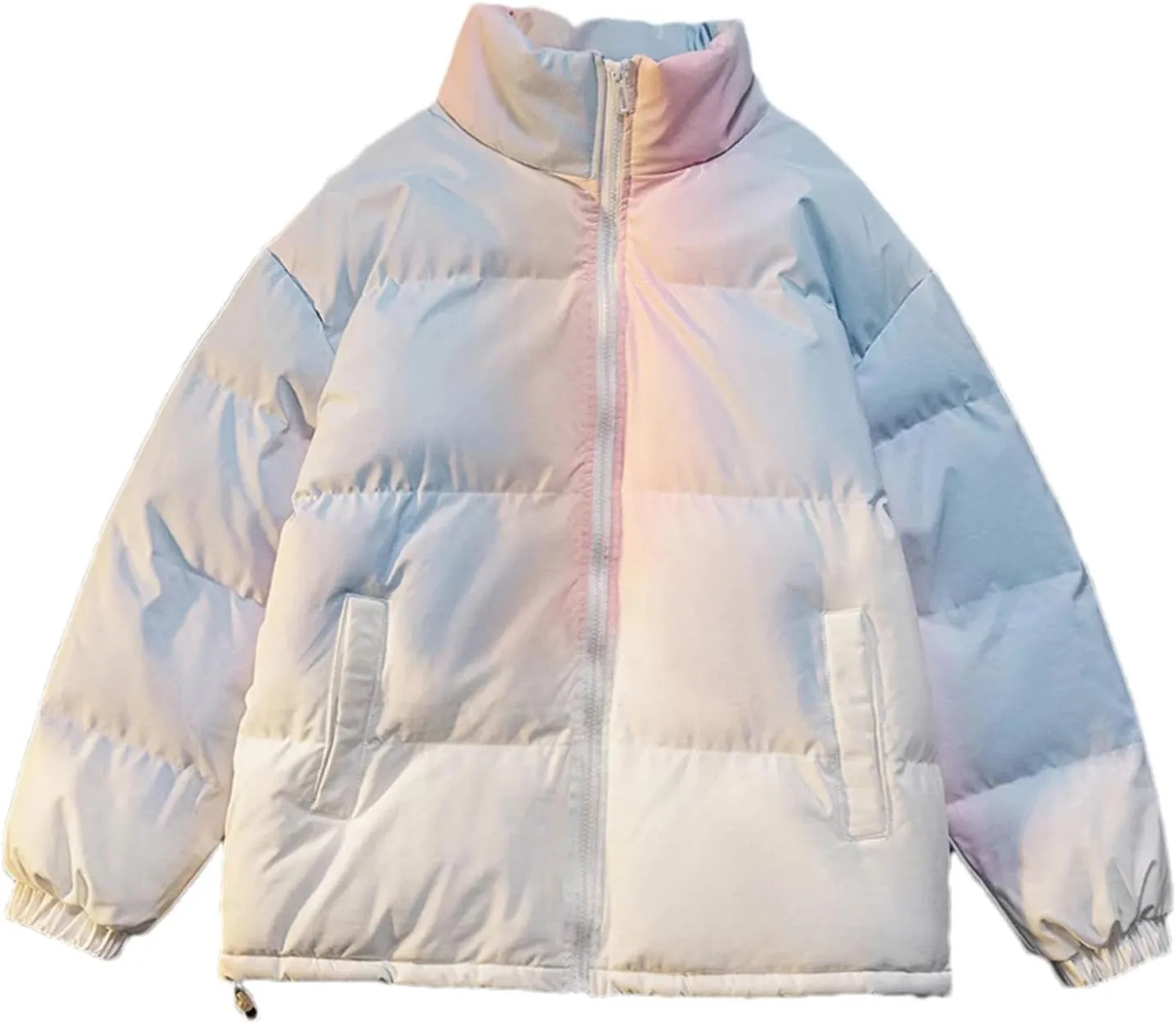 Men Stand Collar Tie-Dye Cotton-Padded Jacket Classic Outdoor Thicken Oversized Parka Coat