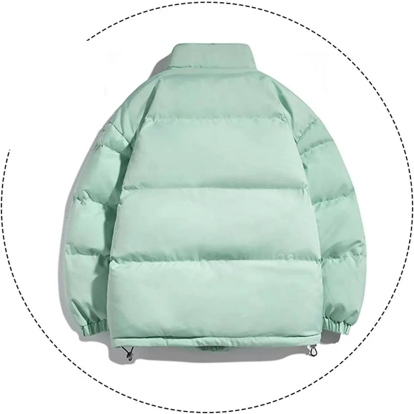 Men Stand Collar Zipper Button Cotton-Padded Jacket Outdoor Oversized Classic Plush Coat