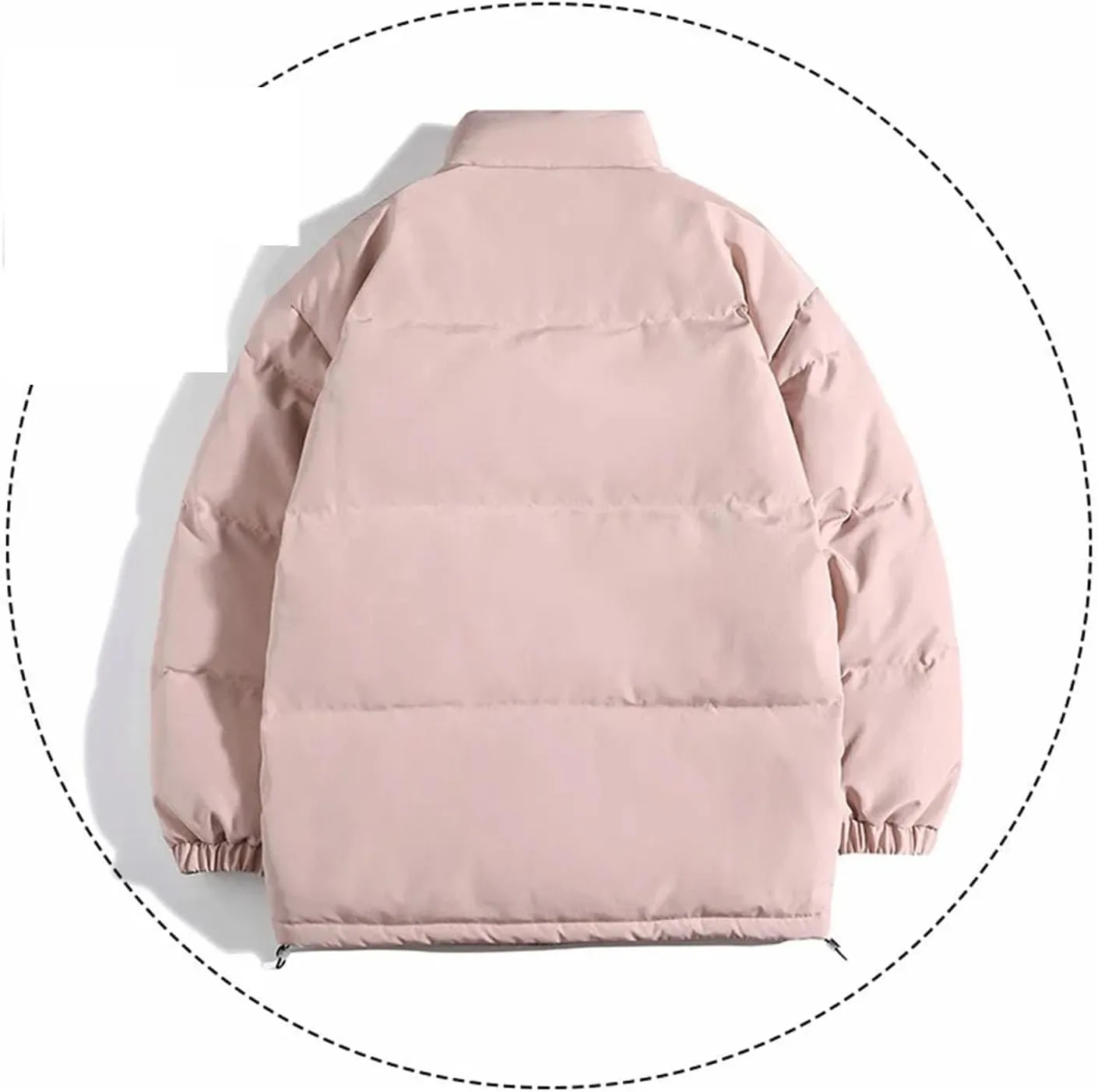Men Stand Collar Zipper Button Cotton-Padded Jacket Outdoor Oversized Classic Plush Coat