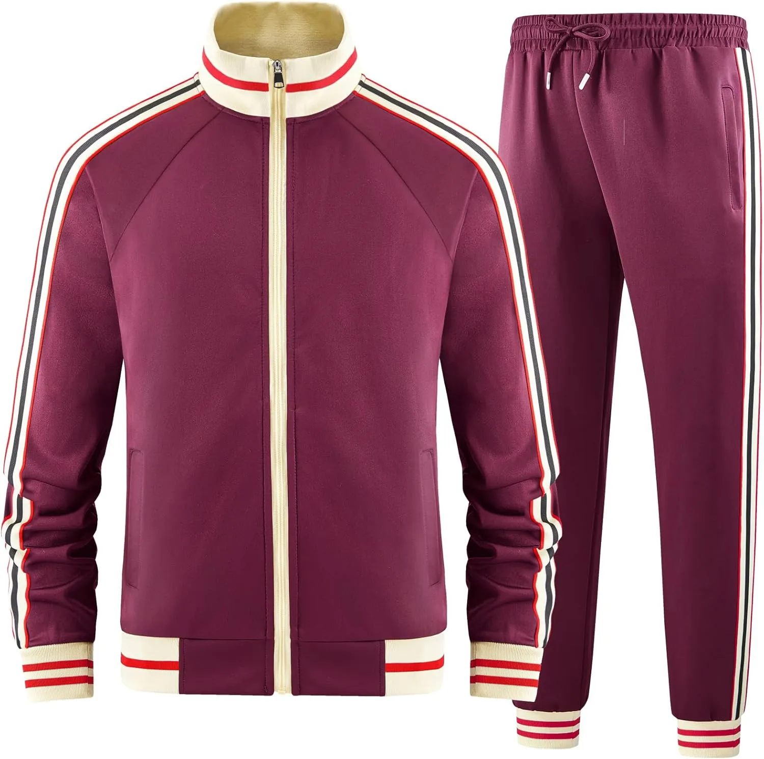 Men Track Suits Sets Long Sleeve Full-zip Sweatsuit Active Jackets and Pants 2 Piece Outfits