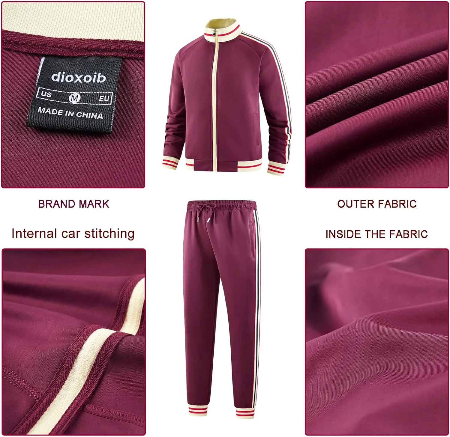 Men Track Suits Sets Long Sleeve Full-zip Sweatsuit Active Jackets and Pants 2 Piece Outfits