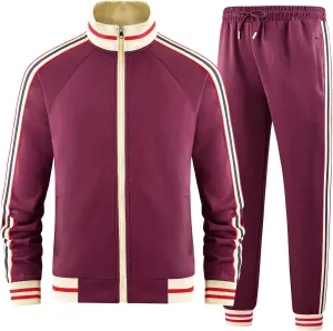 Men Track Suits Sets Long Sleeve Full-zip Sweatsuit Active Jackets and Pants 2 Piece Outfits