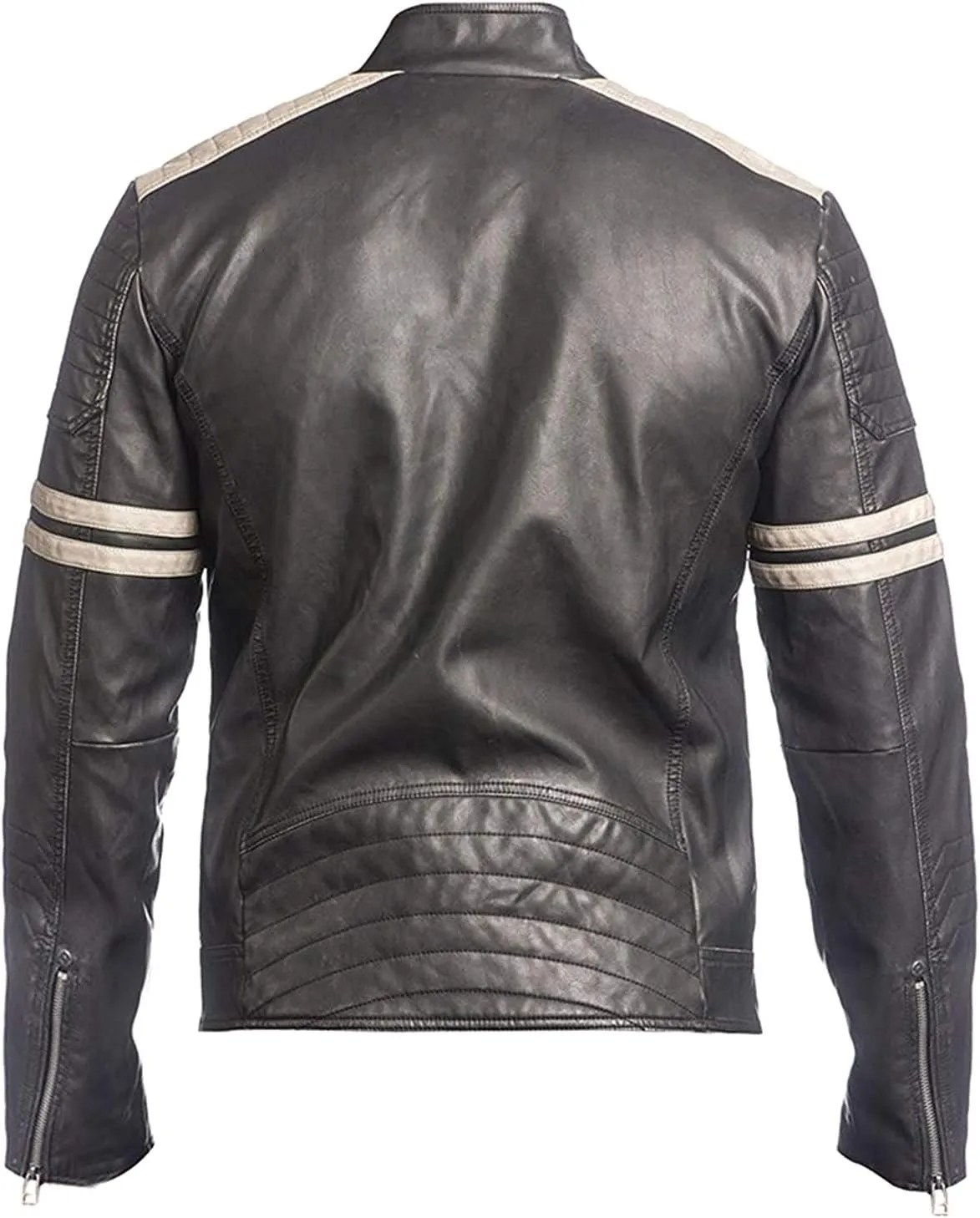Mens Cafe Racer Vintage Motorcycle Distressed Retro Biker Leather Jacket