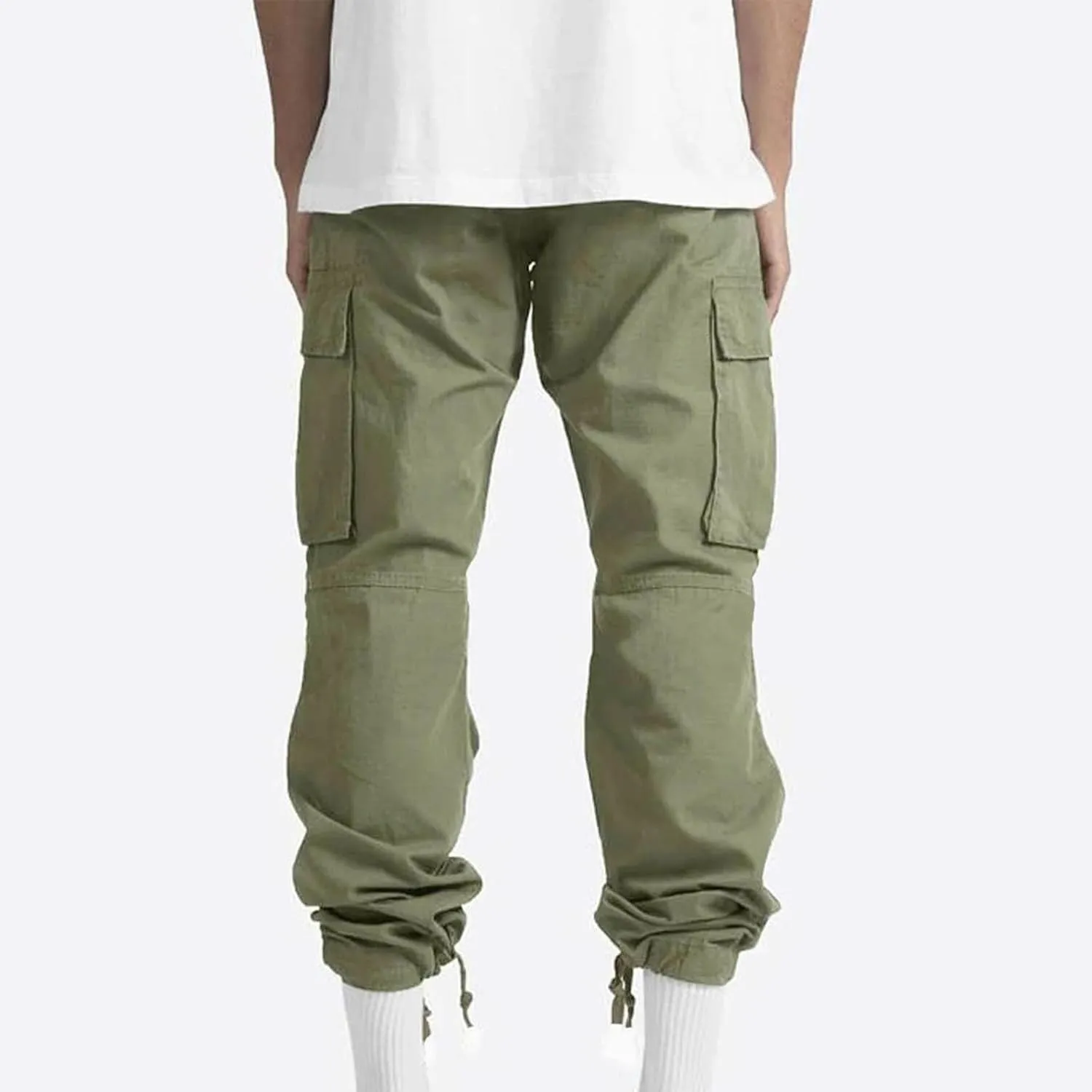 Men's Cargo Jogger Pants Elastic Waist Drawstring Casual Multi-Pocket Outdoor Hiking Sweatpants Running Trousers