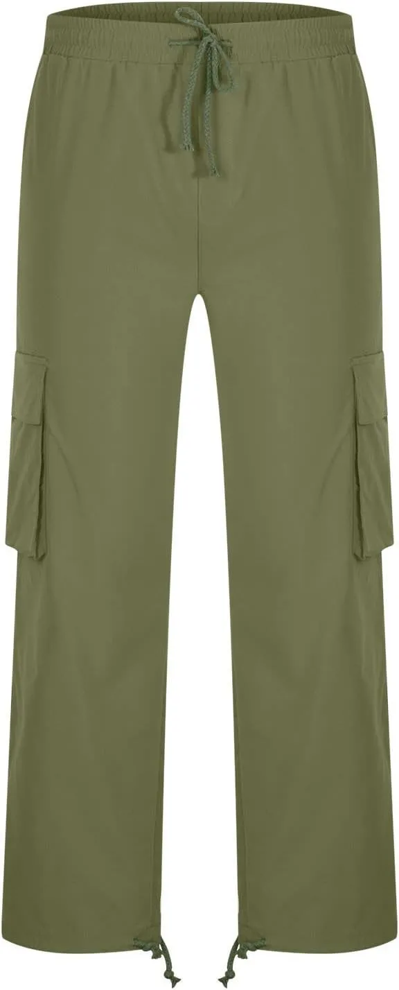 Men's Cargo Jogger Pants Elastic Waist Drawstring Casual Multi-Pocket Outdoor Hiking Sweatpants Running Trousers