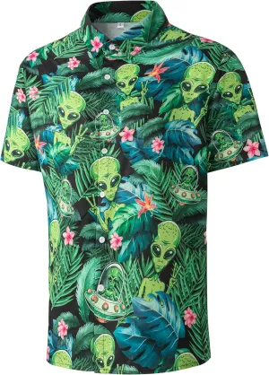 Men's Casual Button Down Shirts Regular Fit Print Short Sleeve Hawaiian Shirt for Men