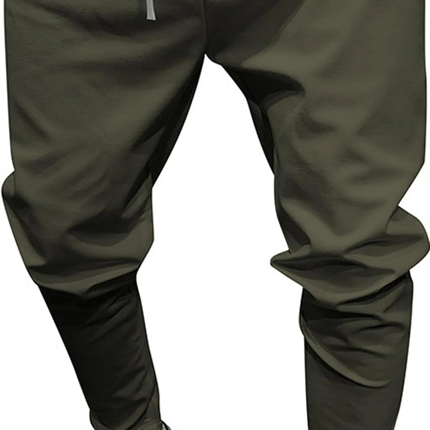 Men's Casual Chino Joggers Pants Tapered Sweatpants with Pockets Cotton Twill Elastic Waist Trousers