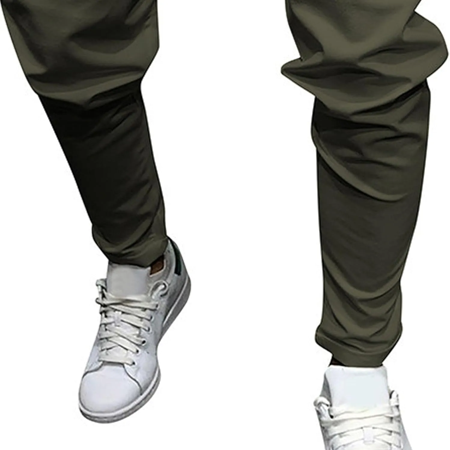 Men's Casual Chino Joggers Pants Tapered Sweatpants with Pockets Cotton Twill Elastic Waist Trousers
