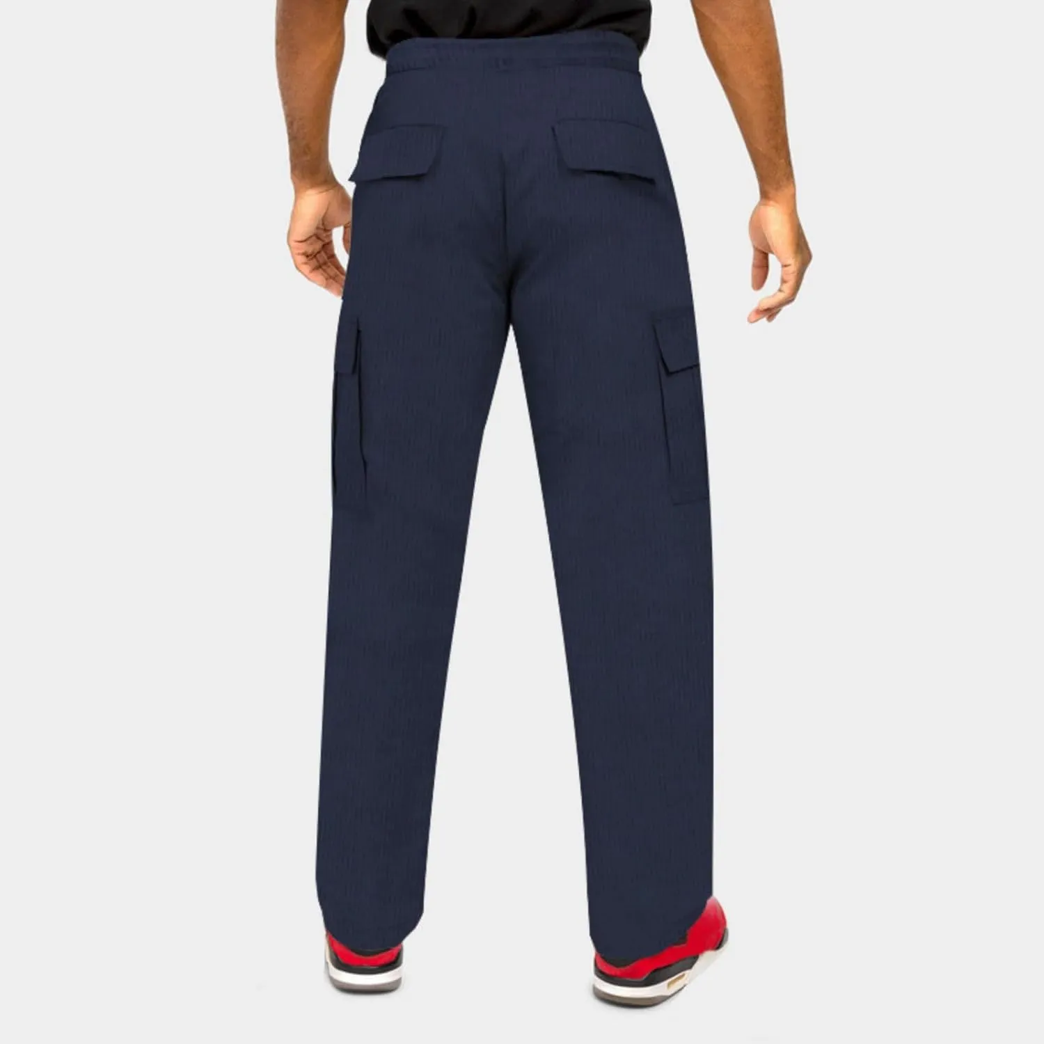 Men's Corduroy Pant Straight Fit Elastic Waist Flat-Front Casual Pants