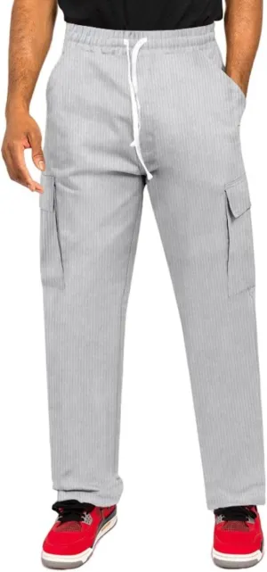 Men's Corduroy Pant Straight Fit Elastic Waist Flat-Front Casual Pants