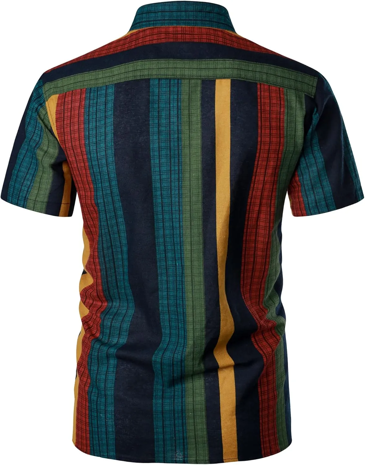 Men's Cotton Linen Vintage Pattern Printed Old Style Shirt Casual Short Sleeve Button Down Retro Shirts